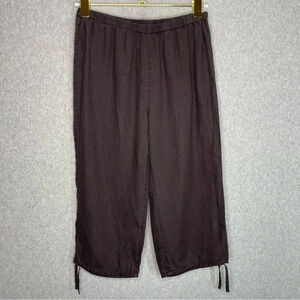 Eileen Fisher Irish Linen Coulette Brown Capri Pants